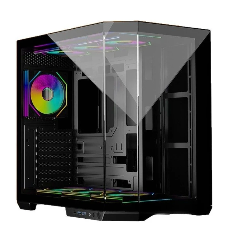 AS-01 chassis ATX tempered glass side penetration support 360 water-cooled e-sports sea view room chassis
