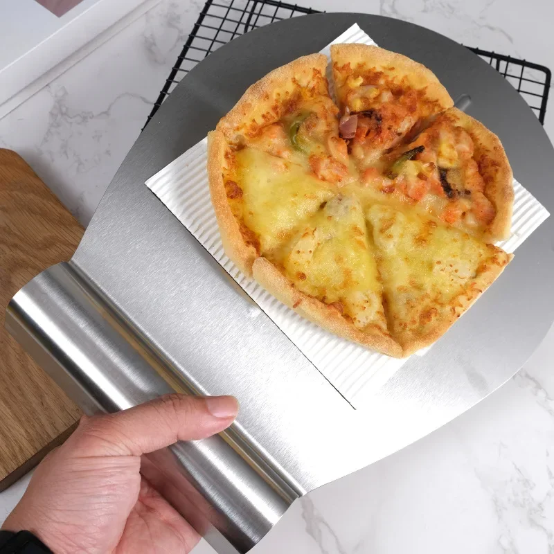 Stainless Steel Pizza Safety Transfer Shovel Bread Pizza Tray Bottom Support Mobile Device Decorated Cake Shovel Baking Tool