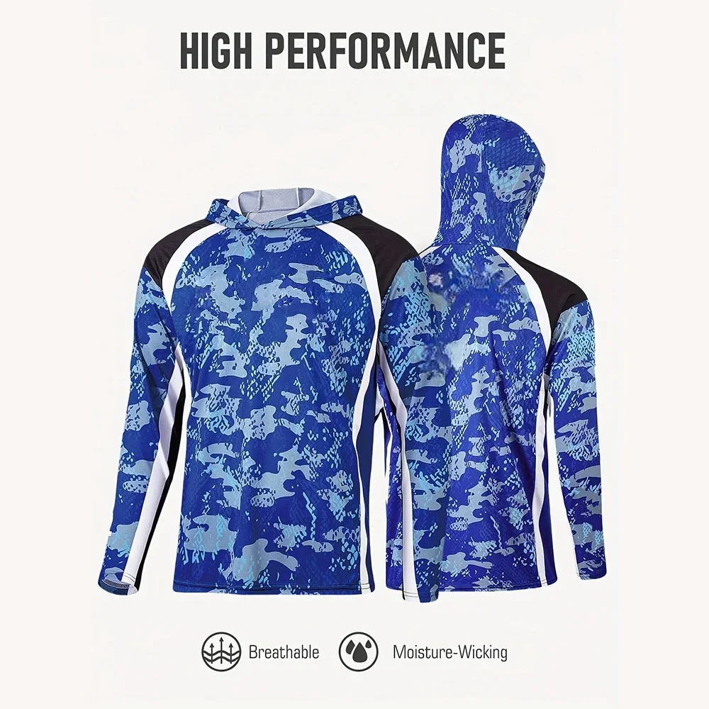 Fishing Apparel Men Hood Fishing Shirt Long Sleeve Fishing T Shirt UV Protection view 2