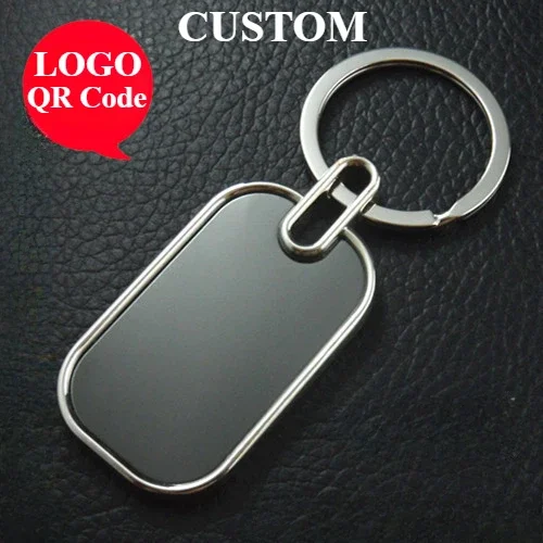 50pcs Free Engraving Metal Keychain Custom LOGO QR Code Text Lettering Personalized Advertisement Gift Zinc Alloy Key Holder