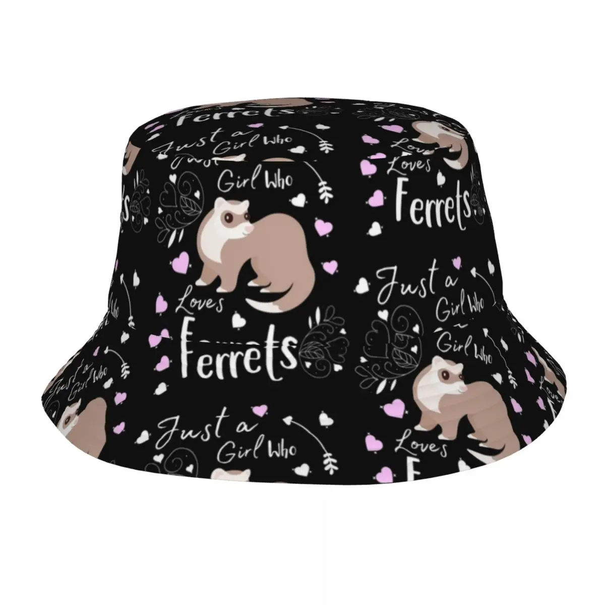 Ferret Animal Bucket Hat Summer Beach Hatwear Accessories Wildlife Rodent Weasel Fishing Caps for Sport Women Irish Country Hat