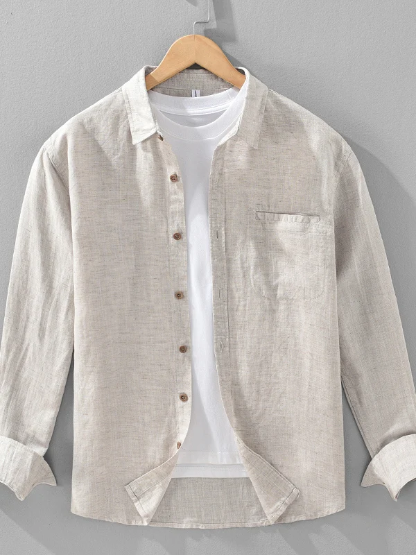 

Loose Fit Long Sve Linen irt Men's Casual Artistic Japanese Sle Cotton Linen irt Breathable Spring Autumn Wear