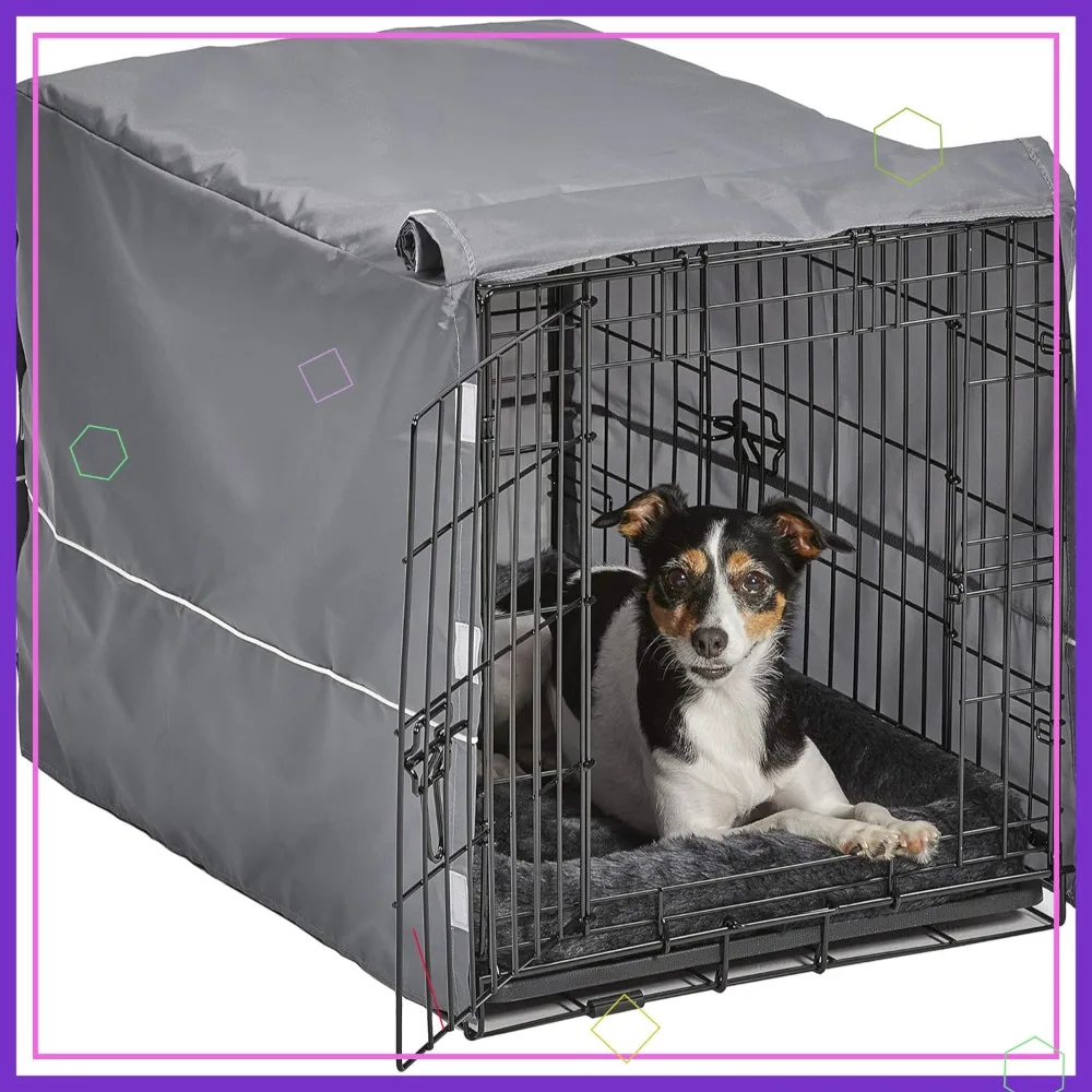 

Double Door 30-inch Dog Crate Kit with Gray Bed and Cover, Ideal for Medium-Sized Breeds