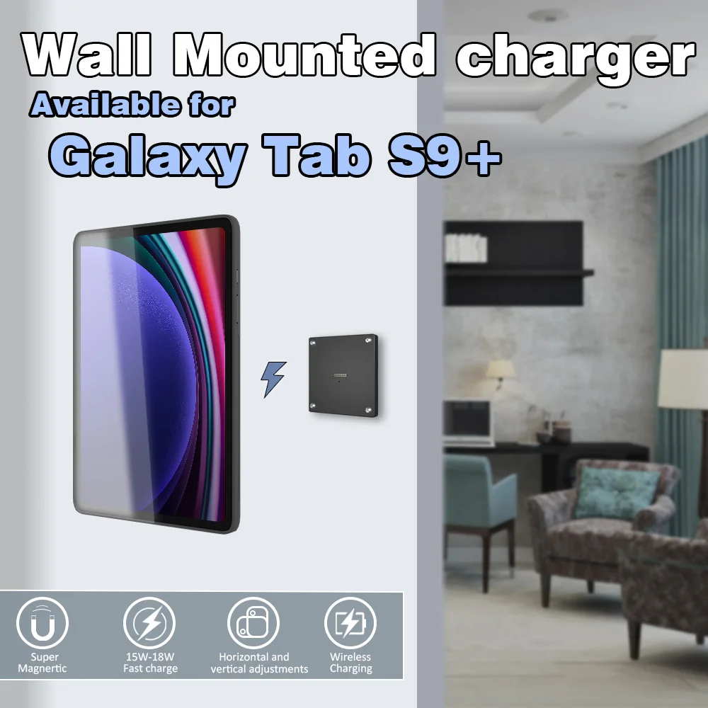 Tablet holder for Samsung Galaxy Tab S9 Plus 12.4 wall charging station smart home  Magnetic wireless charging ipad holder