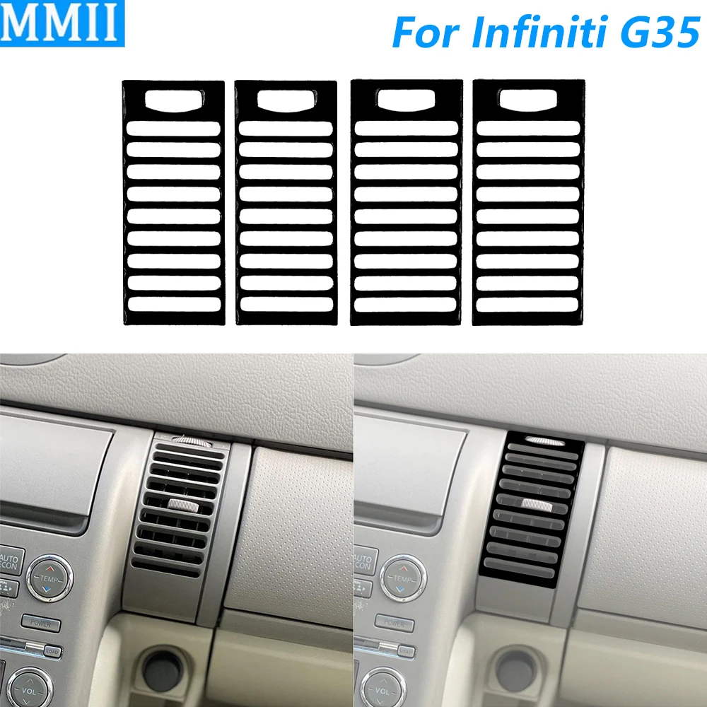 Für Infiniti G35 2002-2004 Klavierlack Schwarz Mittelkonsole Klimaanlage Lüftungsgitter Abdeckung Trrm Auto Zubehör Innenraum Aufkleber
