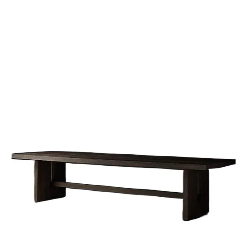 

Italian light luxury solid wood dining table modern simple table American rural retro long table