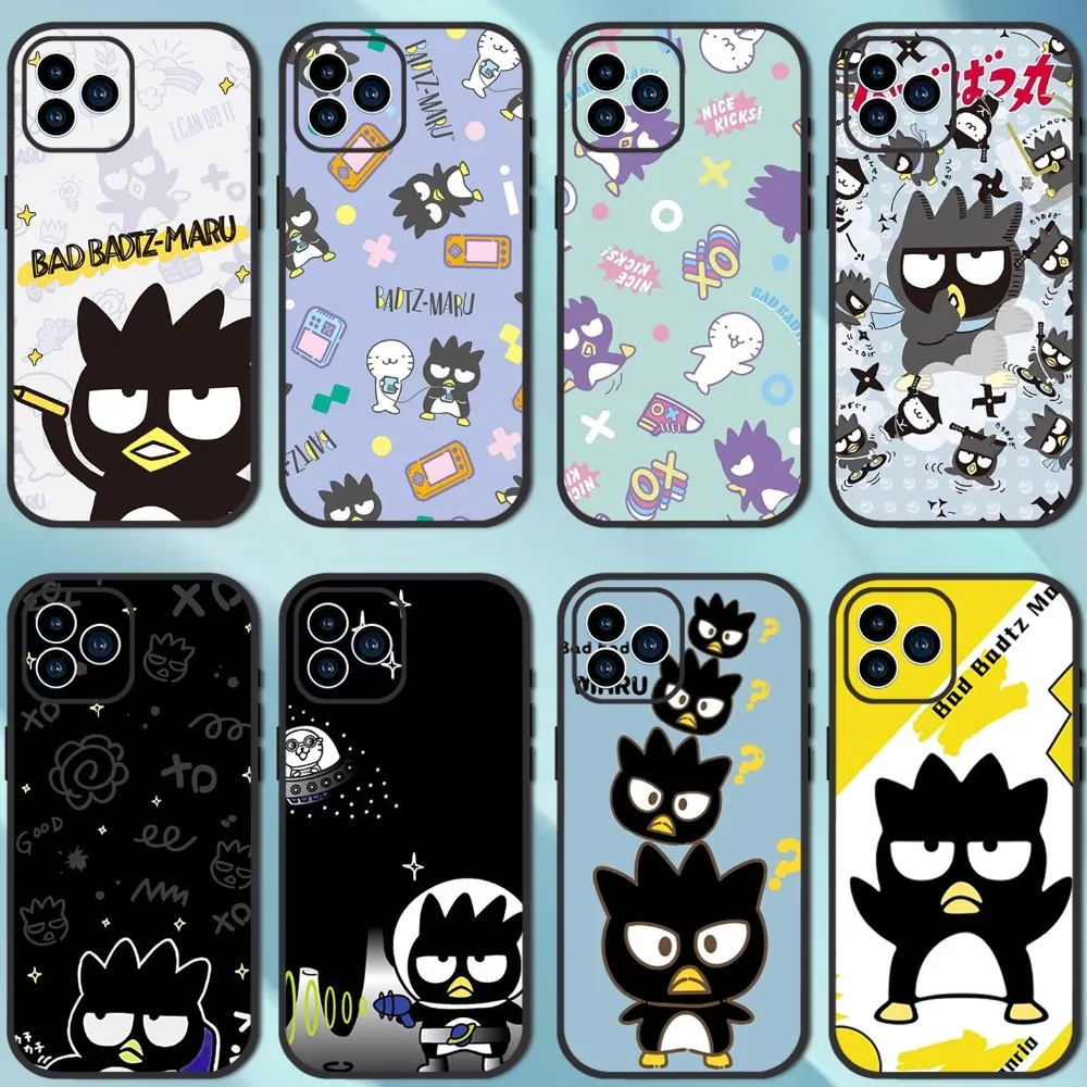 MINISO Sanrio B-Badtz-Maru Phone Case For iPhone 13 12 11 14 15 Pro XS Max XR X 8 7 6S 6 Plus SE 2020 Soft Back case