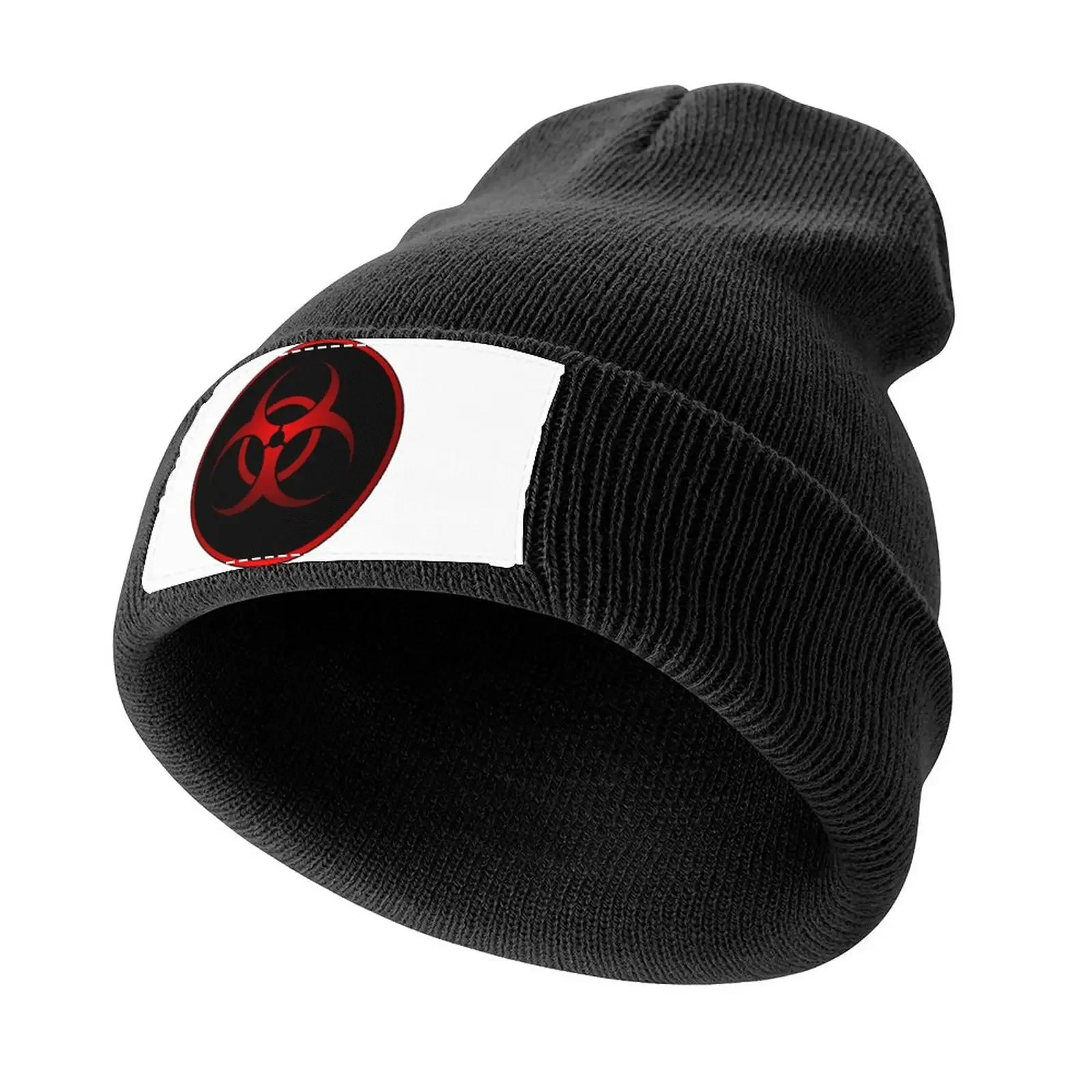 Red Biohazard Symbol Knitted Cap Beach Outing foam party Hat beach hat Hats Man Women's