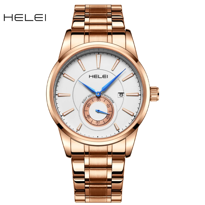 HELEI Fashion new sports casual quartz watch date luminous strap men's wristwatch