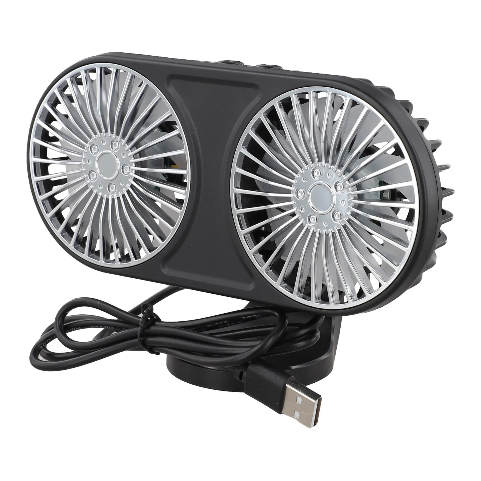 360 Degree Swivel Dual USB Car Fan Designed for Cars SUVs Trucks Campers RVs and Any 5V USB Powered Vehicle Setup