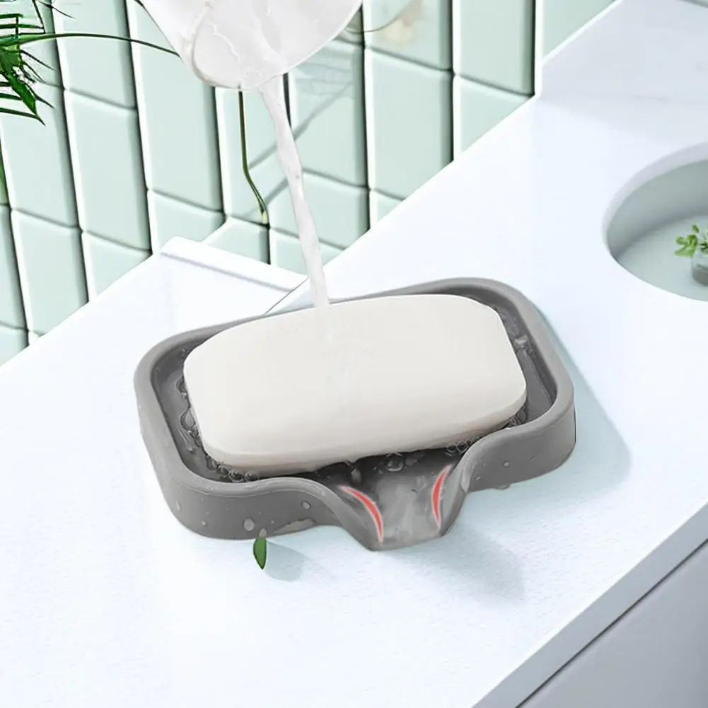 Drain Mat Silicone Anti-skid with Drain Spout Leakproof Kitchen Counter Sink Organizer Sponge Holder Bathroom Hygienic Soap Dish