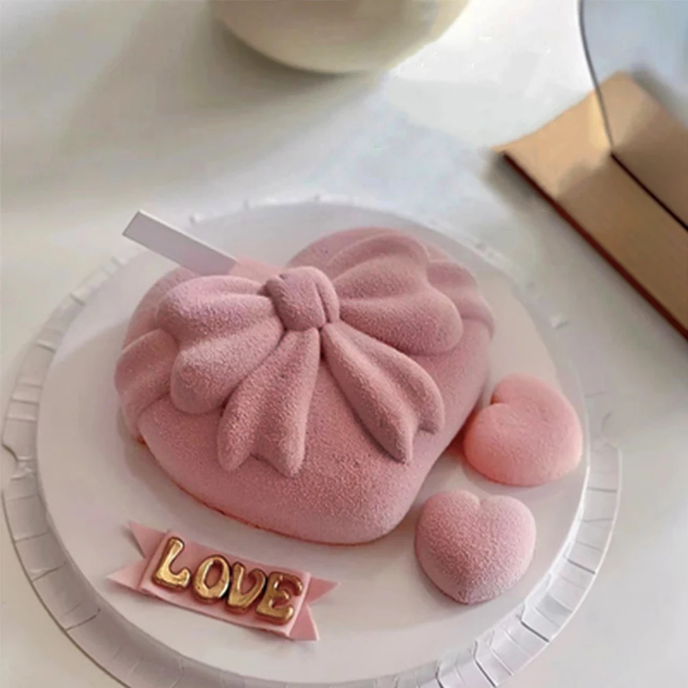 6 インチちょう結びハートムースペストリー型シリコーンケーキ型バレンタインデーのデザートペストリーベーキングツールキッチンアクセサリー