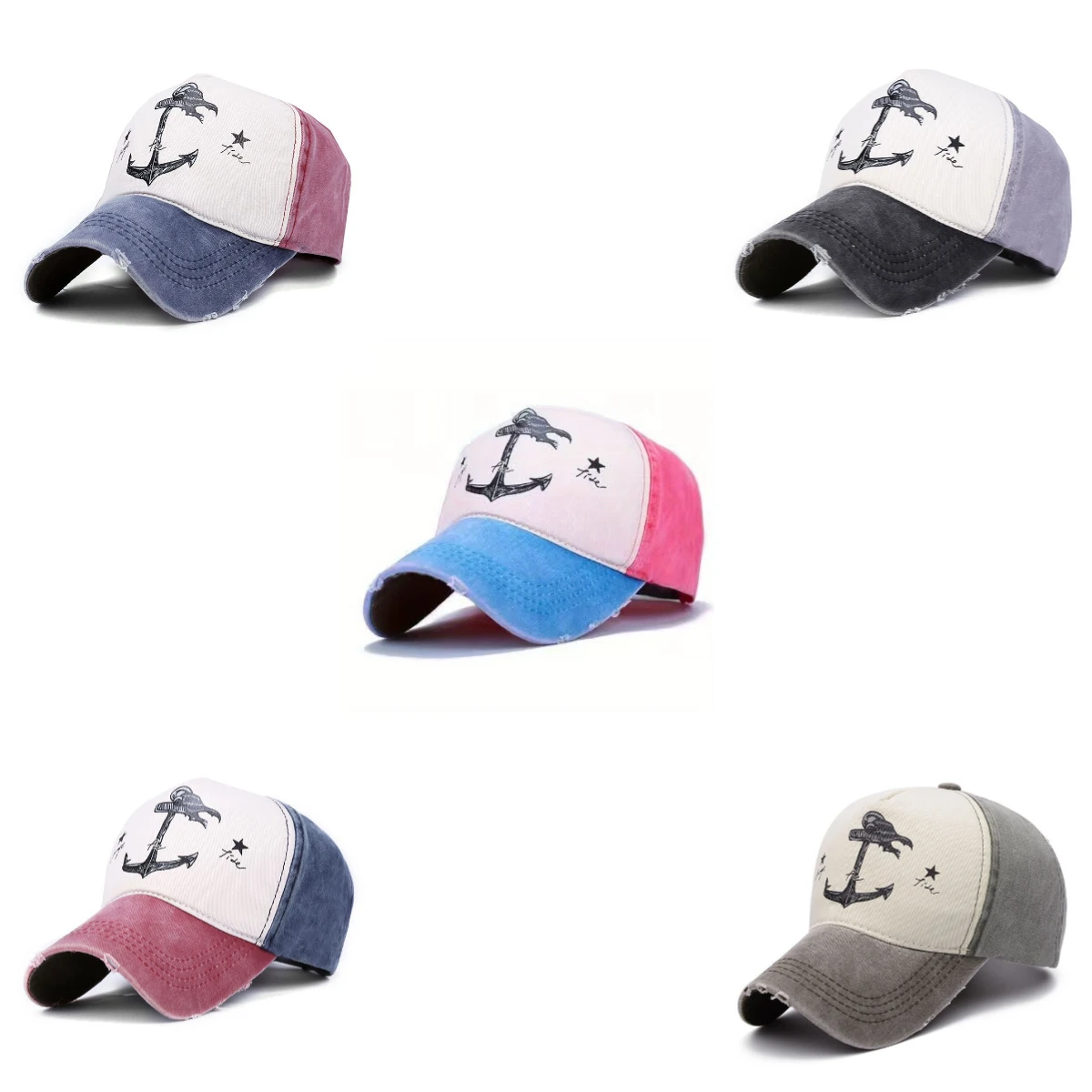 

Kelp Boat Anchor Pattern Baseball Cap Unisex Washed Vintage Trend Fashionable Peaked Cap Outdoor Camping Hiking Sunshade Hat