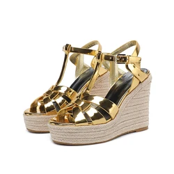 Waterproof platform hemp rope slope heel irregular heel women's shoes 2024 sexy spring/summer elegant and fashionable style