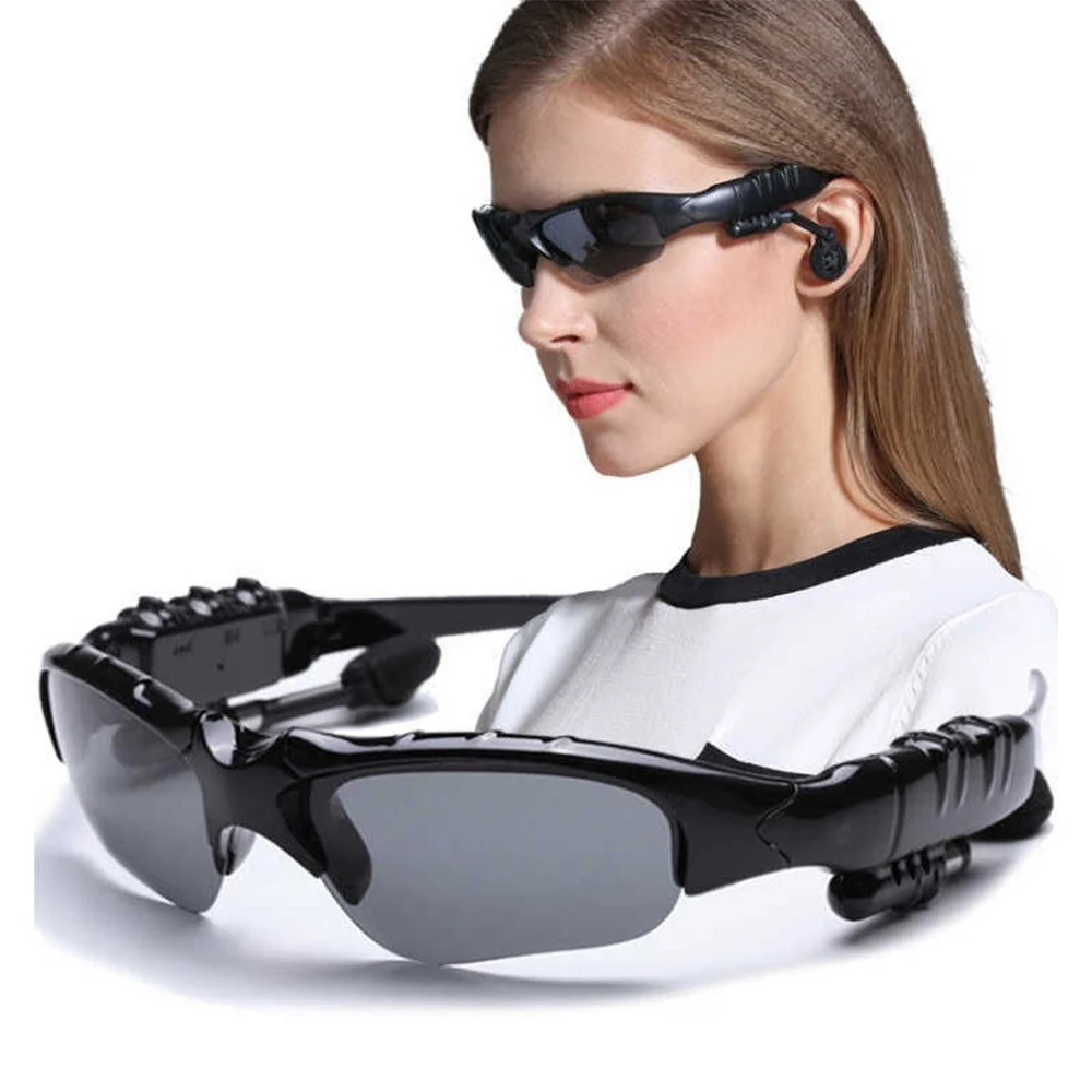 Stereo Earphones Wireless Headset with Mic Polarized Glasses Sunglasses for Driving Cycling Sports Noise Reduction Headphones