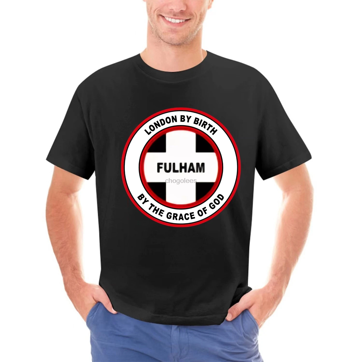 London By Birth Fulham By The Grace Of God - Football Quality Cotton T-Shirt