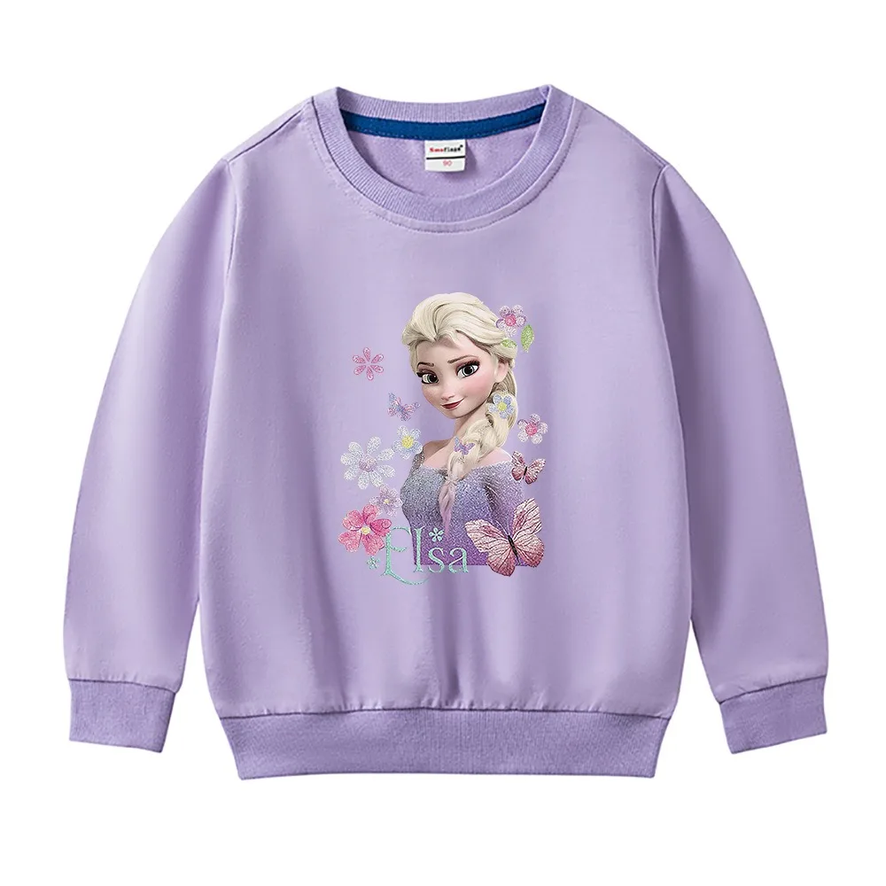 Quality Cotton Disney Tee Shirt 2024 Girl Clothing for Children T-shirt Girls Long Sleeve Kids Tops Frozen Elsa Clothes 2-10Y