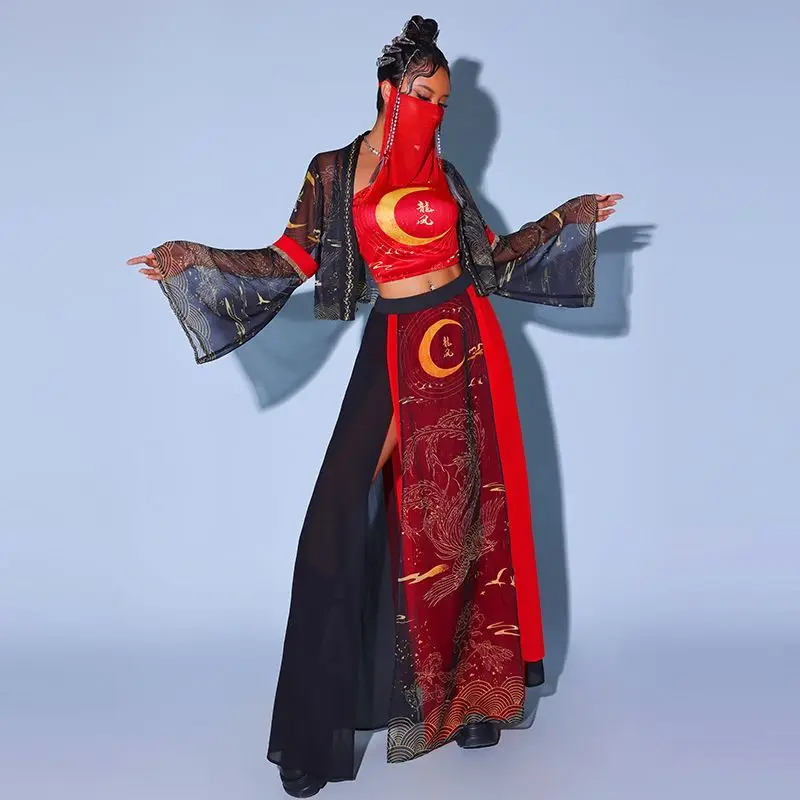 

Ancient style jazz dance performance costumes for women, modern dance performance costumes for adults, annual meeting girl group