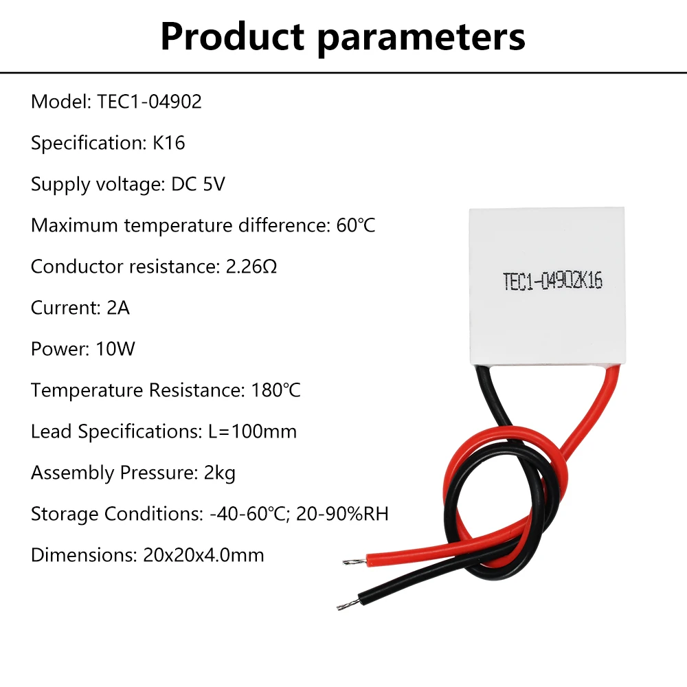 TEC1-04902K16 Halbleiter-Kühlchip für Handy-Kühlplatten 20X20X4.0mm – Detail 10