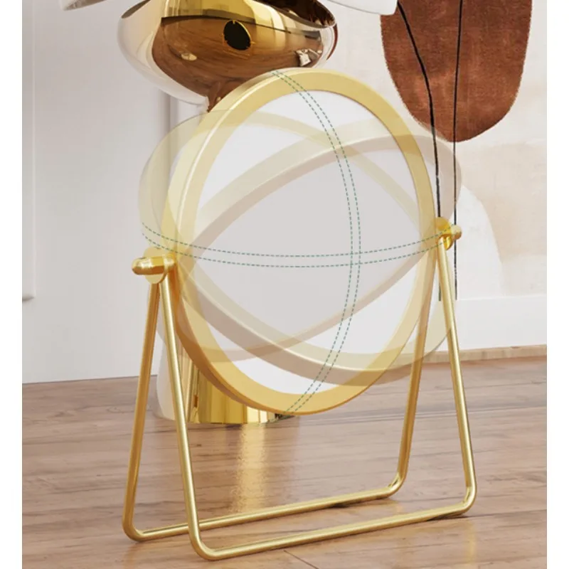 مرآة مكياج أوروبية عتيقة، 360 درجة ° مرآة طاولة تزيين دوارة من الحديد أحادية الجانب، حامل سطح مكتب دوار دائري #3