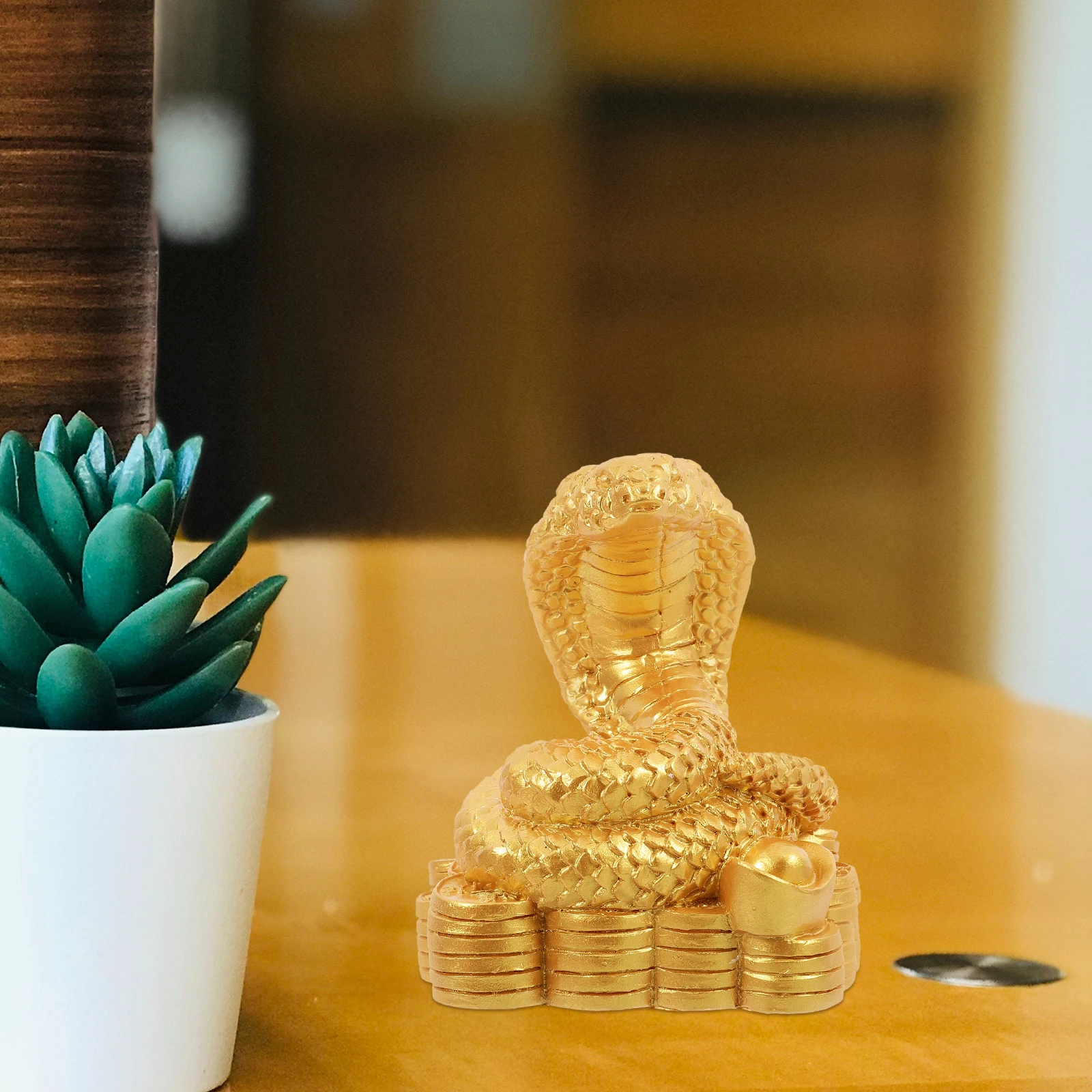 

Resin Snake Figurine Decorative Statue for Bookshelf Entryway Desk Mini Animal Craft Home Decor Gift Snake New Year Present