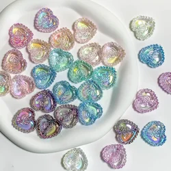 Transparent Colourful Flower Heart Acrylic Beads Earring Hairclip Accessories Supplies for Jewelry Making Diy Handmade 10pcs