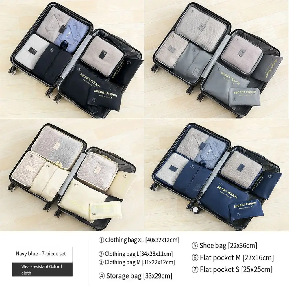 Cubos de Embalagem Impermeável, Vários Tamanhos, Grande Capacidade, Sacos De Armazenamento De Viagem, Essencial, Durável, 7Pcs, Conjunto