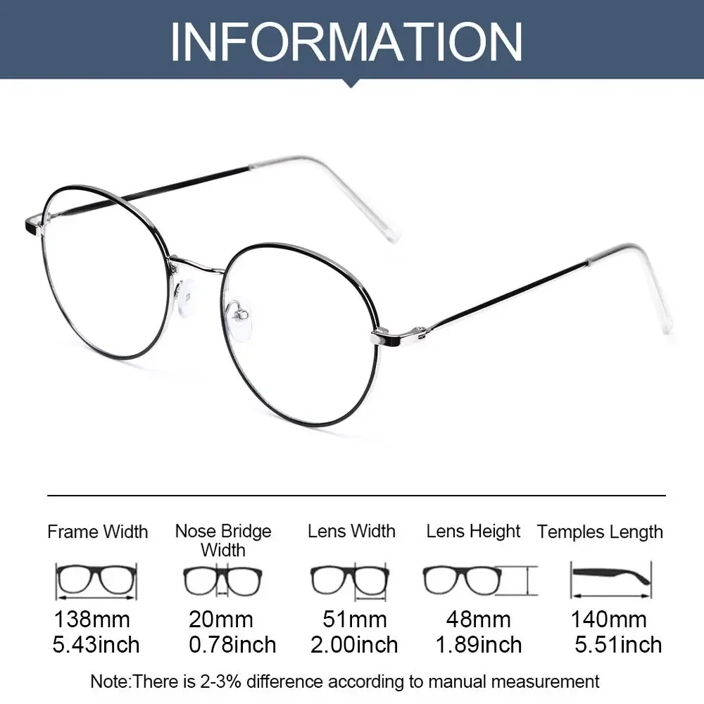 Anti Blue Light Round Glasses Frame Women Men Myopia Optical Mirror Metal Anti UV Eyewear Ultralight Computer Eyeglasses