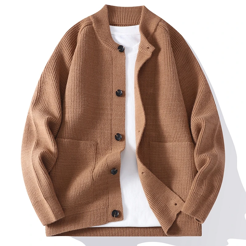 

Autumn Winter Men's Fashion Casual Sweater Cardigan Solid Color Youthful Vitality O-Neck Knitted Sweatercoat Men Warm Knit Coat