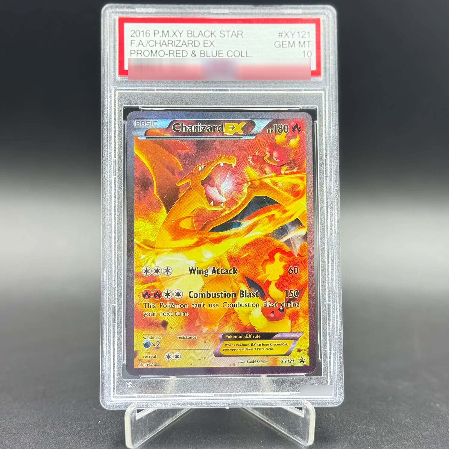 

DIY PKM 2016 XY Black Star Charizard EX Promo-Red&Blue Coll GEM MT 10 Points Rating Collection Anime Game Cards