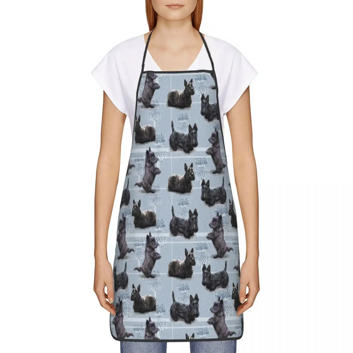 The Scottish Terrier Funny Aprons Scottie Dog Tartan Skye Adult Unisex Kitchen Chef Bib Tablier Cuisine Cooking Baking Gardening