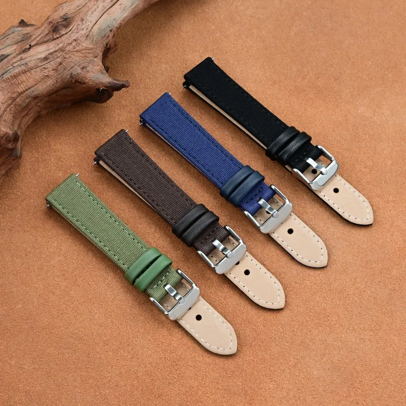 

High Quality Nylon+Leather Watch Strap for 18mm 19mm 20mm 21mm 22mm 24mm Quick Release Universal Waterproof Watch Band with Tool