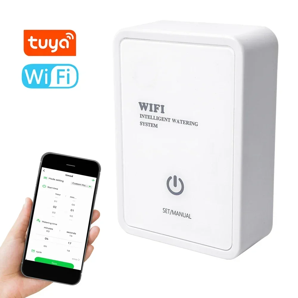 WiFi Smart Watering System, Tuya APP Control, 16-Pot Drip Irrigation for Indoor Plants, USB Powered, White