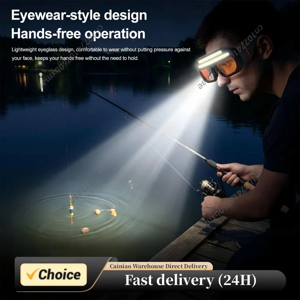 LED COB Double Light Source Protective Eyewear IPX4 Waterproof Headlight Light Up Glasses Headlamp for Camping Hiking Running