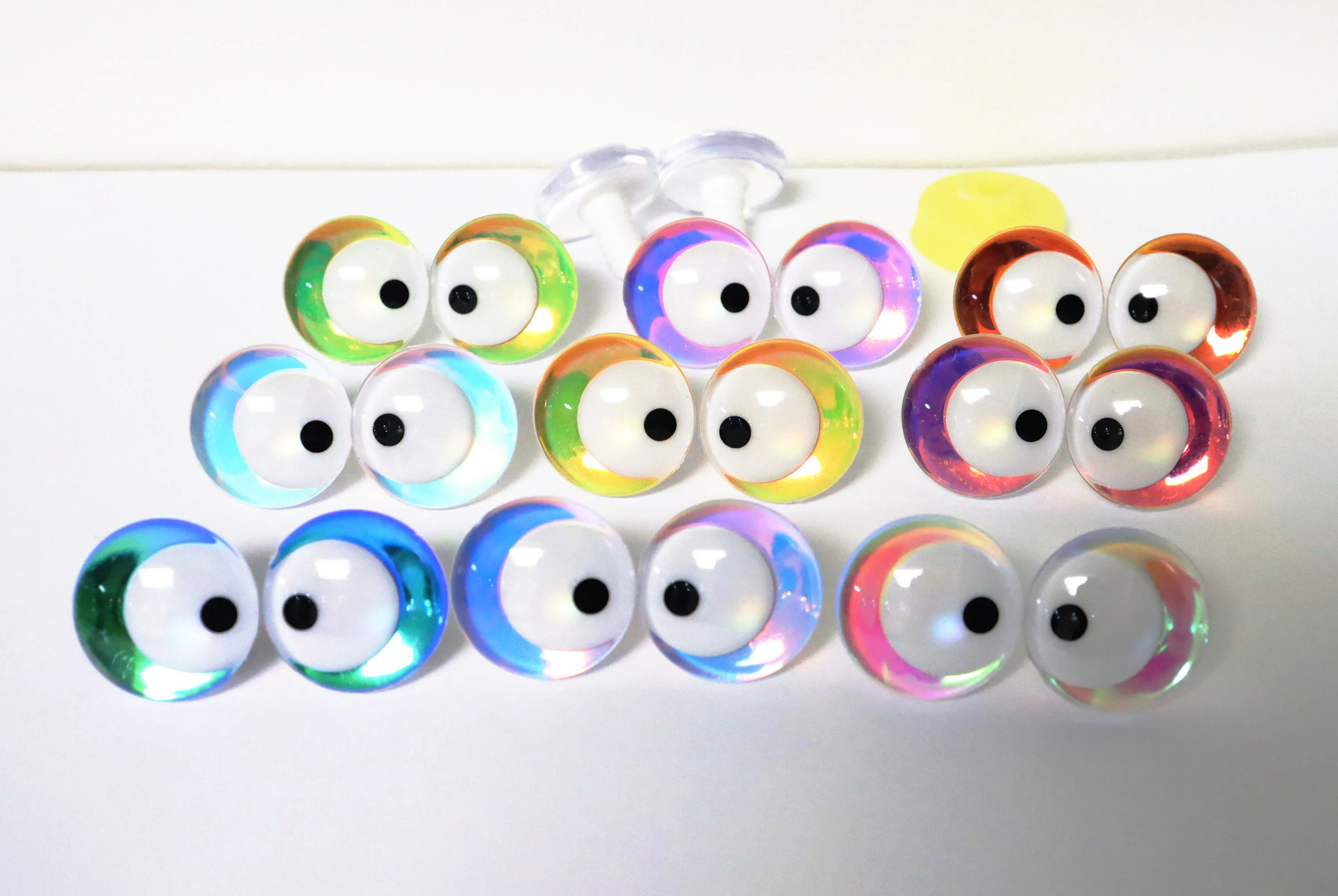 10pairs 3D strange eyes  25mm  white pupil with black dot 3D COMICAL ROUND GLITTER TOY EYES with hard washer   -HC10 -HC10