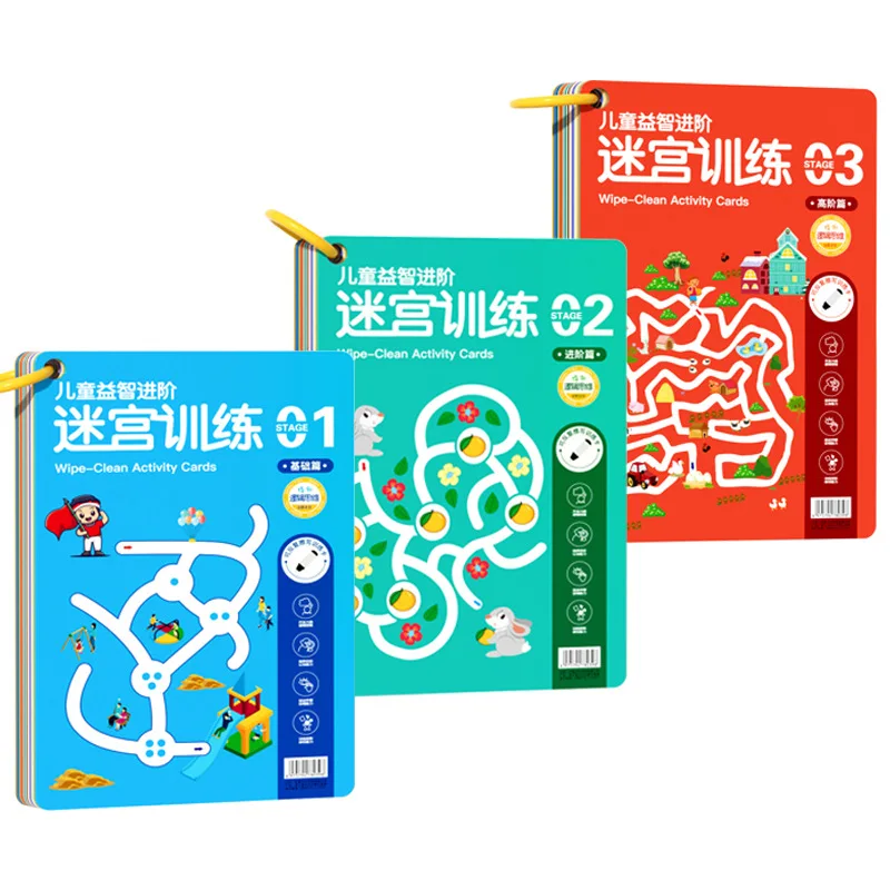 32 fogli/64 pagine libro di addestramento del labirinto per bambini pensiero del cervello intero formazione per lo sviluppo dell'intelligenza 3-6 anni di concentrazione