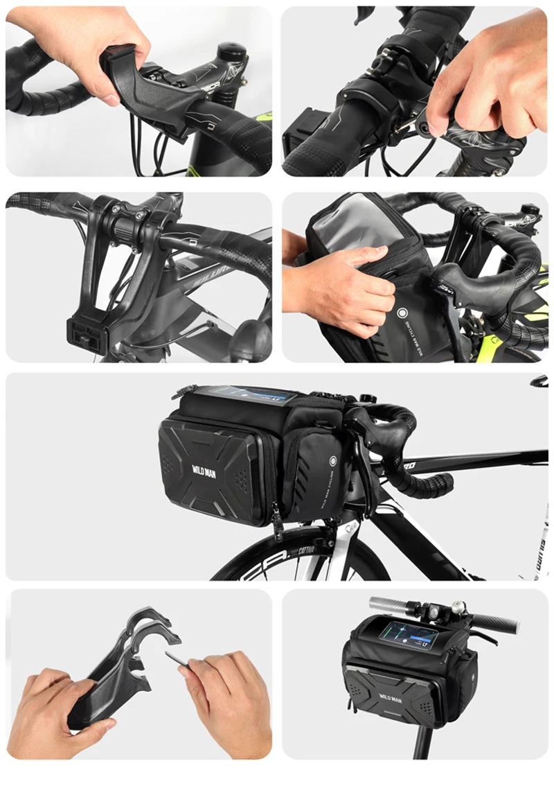 WILD MAN BBG071 Fahrrad Lenkertasche EVA Hartschale Regenschutz Aufbewahrung kleiner Zubehörteile – Detail 16