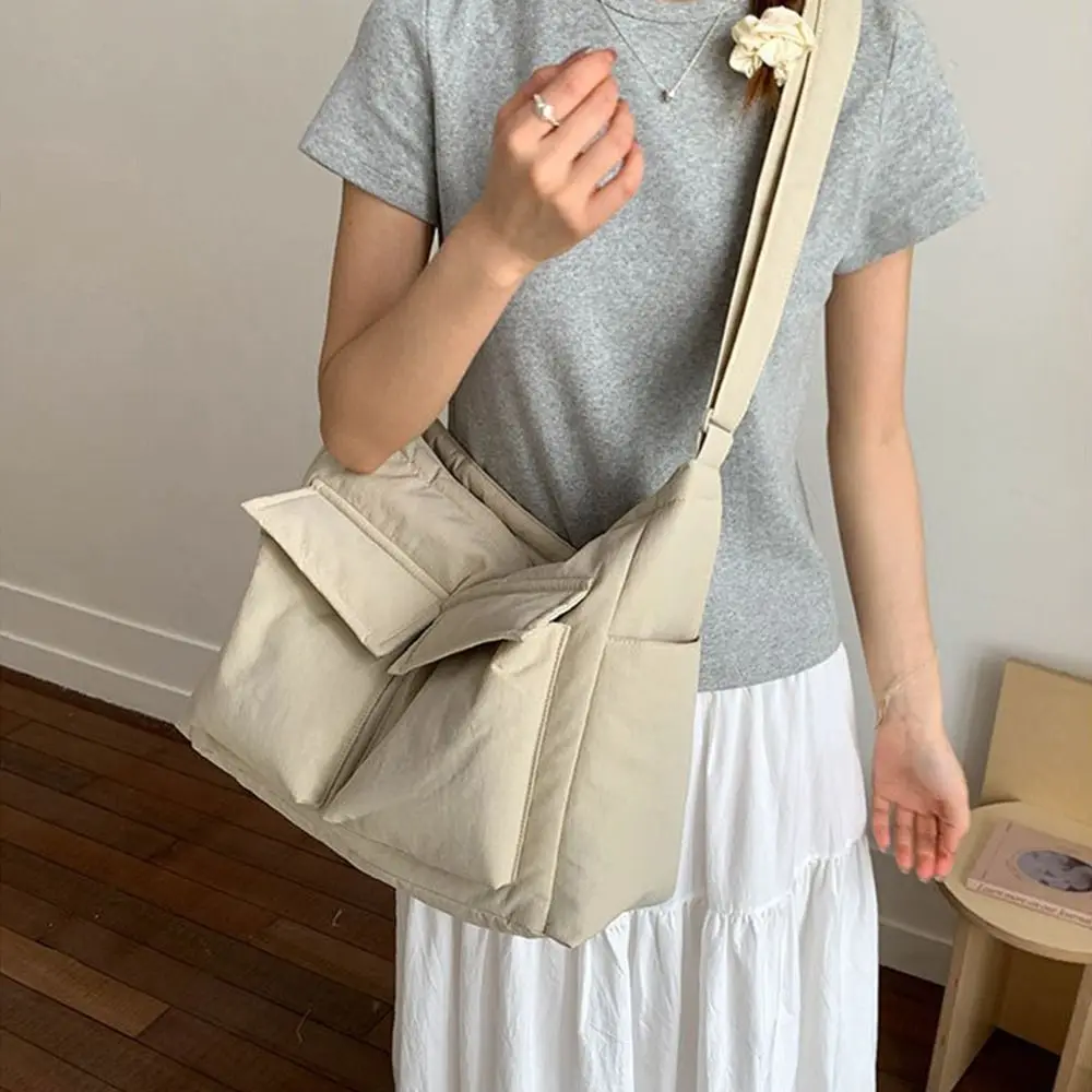 

Fashion Chic Slant Cross Tote Bags Leight Weight Teenager Single Shoulder Bag Commuting Nylon Messenger Bags Unisex