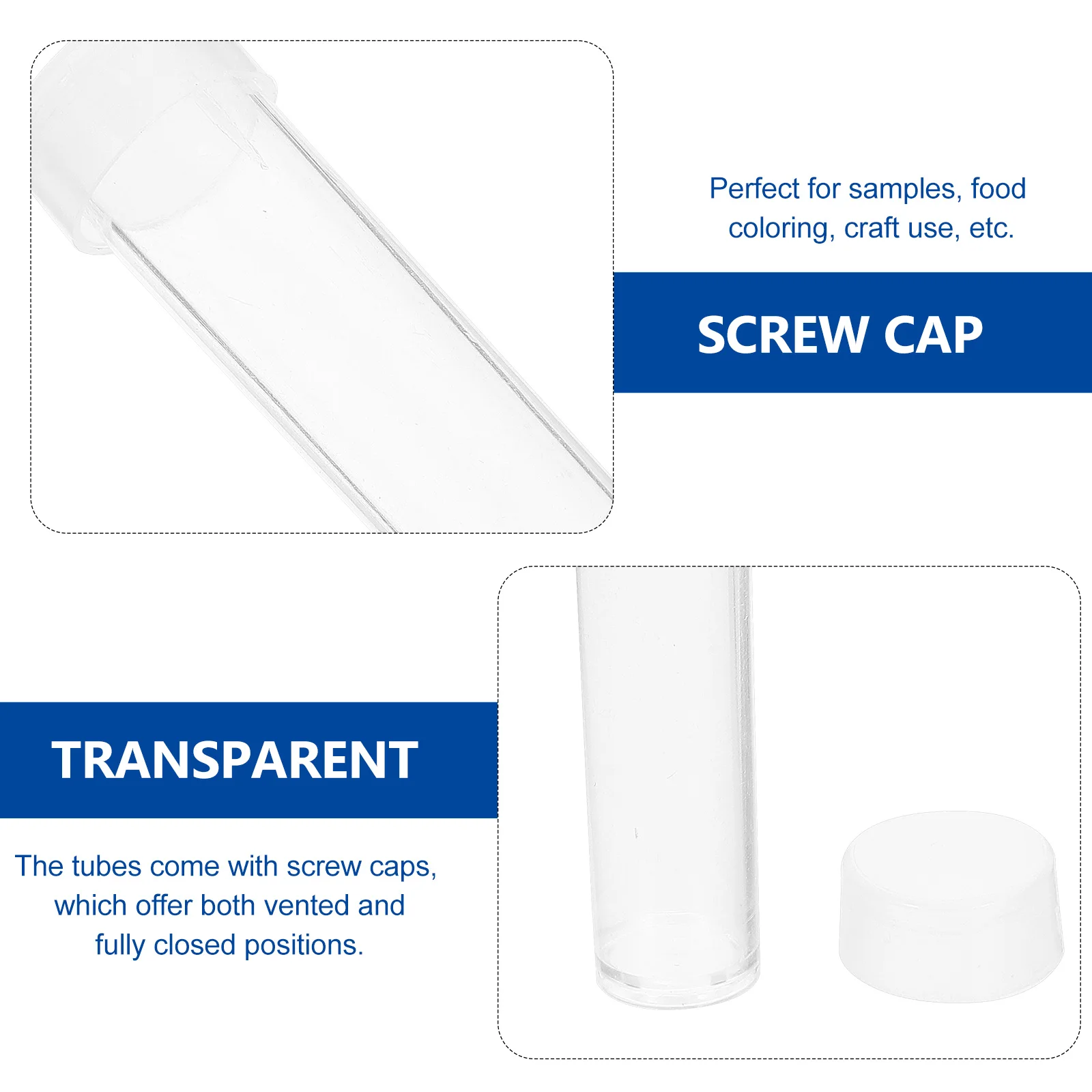 

25 Pcs Plastic Test Tube Storage Tubes with Lids Syringe Clear Transparent Caps
