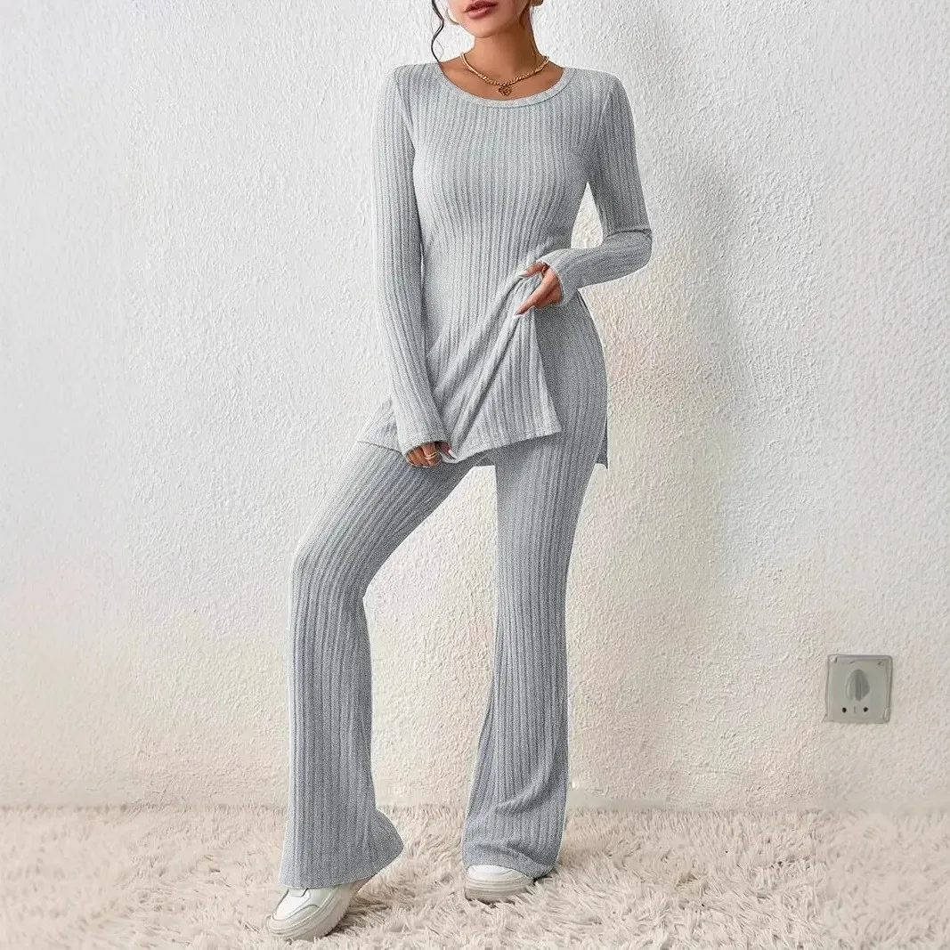 Casual Set Regular Sleeve Full Length Resort Wear with Private Celebrity Style Autumn Wrinkle Finish Long Sleeve Women Sets