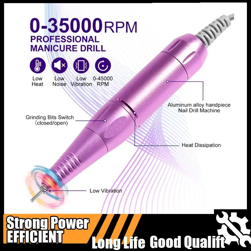 

Hot Rechargeable Electric Nail Drill Machine With USB Connect Nail Polish Remover Drill Set Manicure Sander Low Noise File Tool