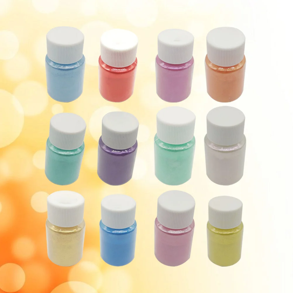 12 pezzi di polvere di mica di grado 10G ciascuno pigmenti di perle vibranti per sapone fatto in casa bombe da bagno scrub labbra kit di pittura per il viso