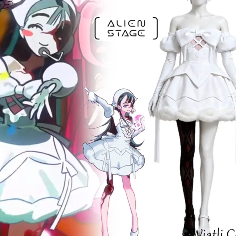 Wiatli Alien Stage Zombie Stage ZOMST Sua Costume de Cosplay Robe Blanche Ensemble Complet pour Femme Adulte Halloween Comic Anime Tenue de Jeu de Rôle