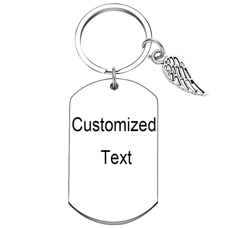 Personalized Custom Keychain Guardian-angel Key chain DAD MOM My Angel-wing key rings