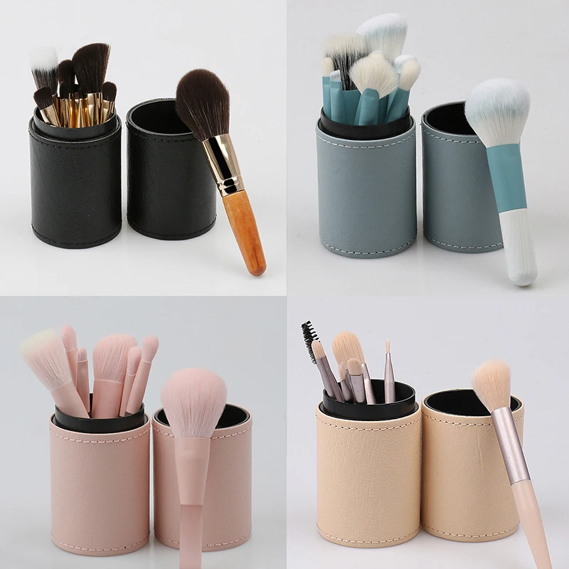 PU Leather Makeup Brush Bucket Portable Travel Cosmetic Bag Multi-Function Dust-Proof Waterproof Makeup Brush Beauty Tool