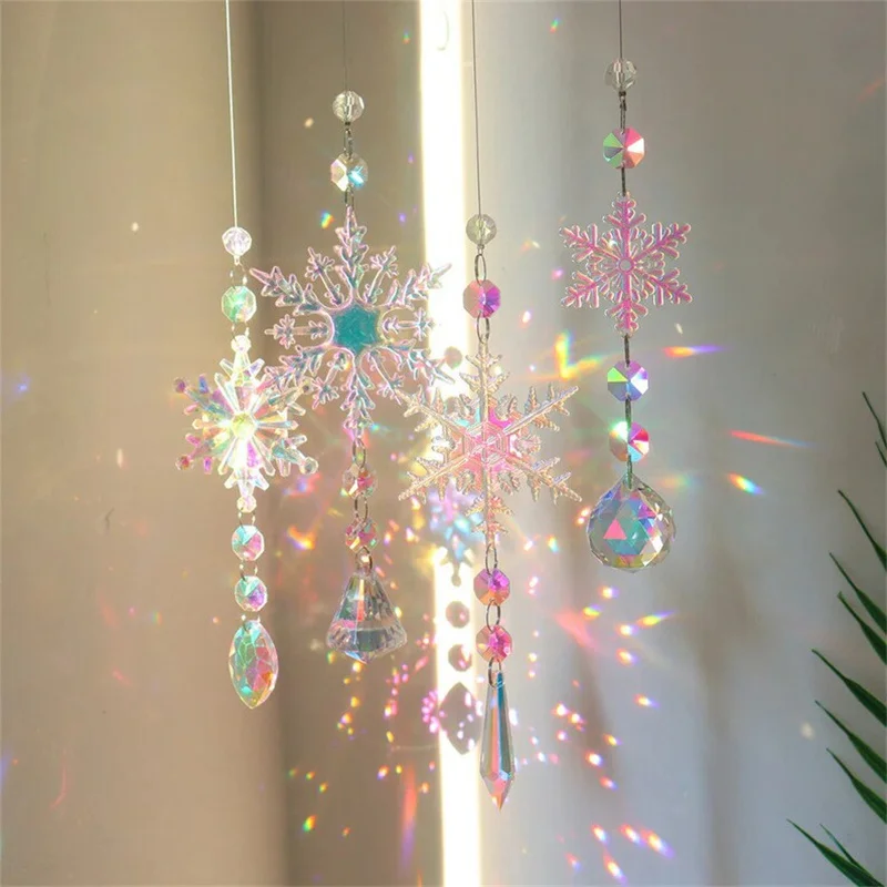 

1pcs Outdoor lighting pendant Crystal ball Pendant Christmas Snowflakes Christmas tree decoration Crystal pendant