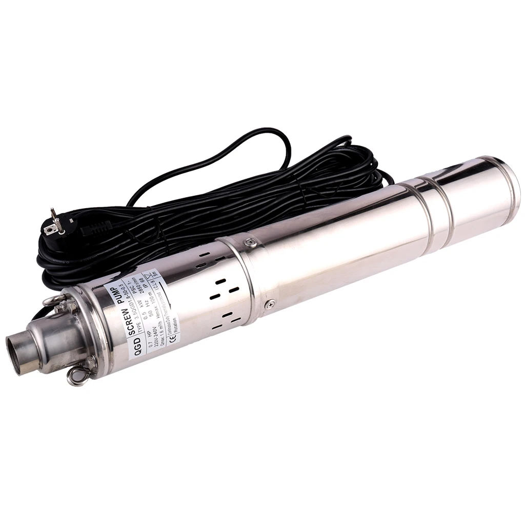 

SHYLIYU 110V/220V/60Hz Stainless Steel Deep Well Submersible Water Pump BoreHole Rotary Solar Screw Well Pump for Garden Home