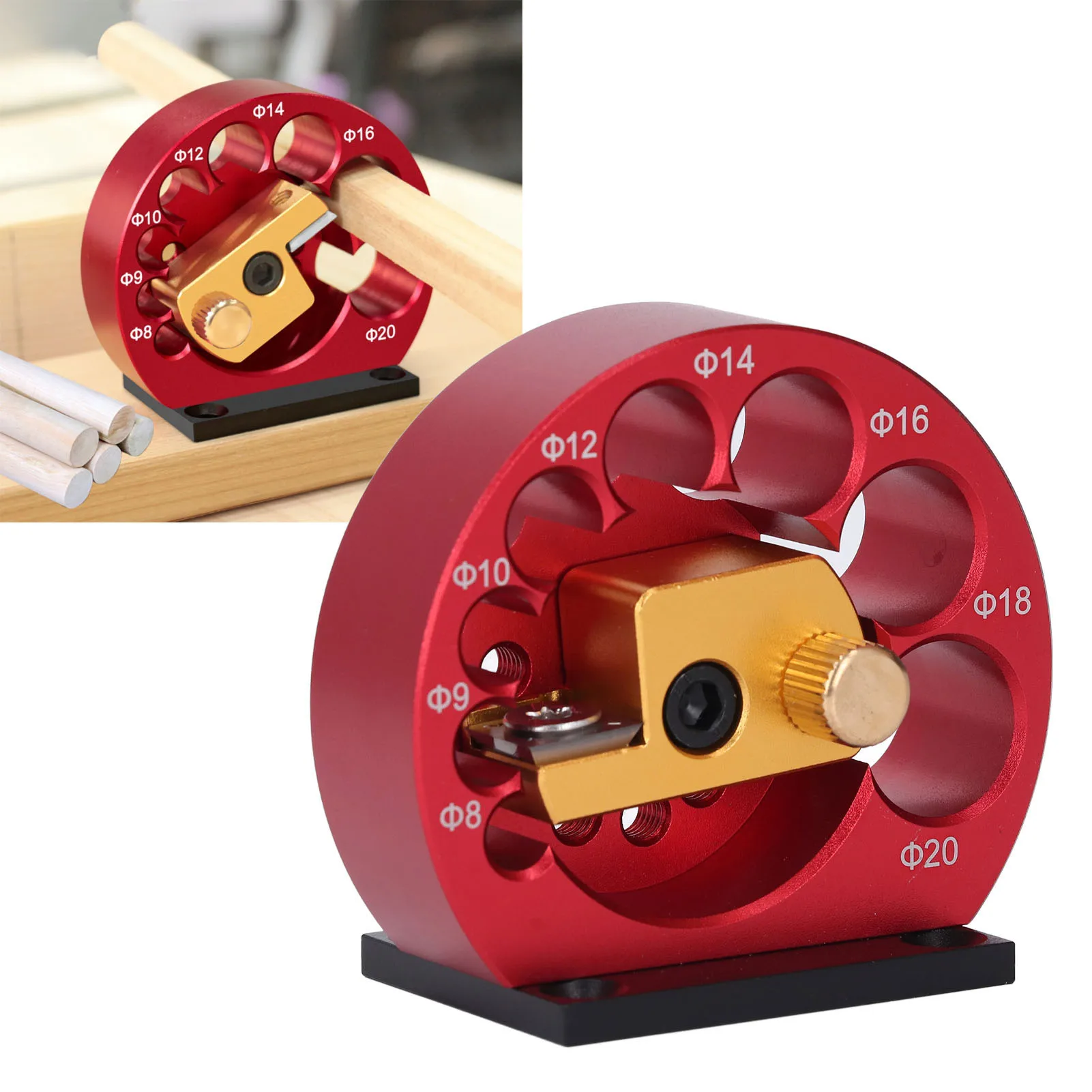 

Dowel Maker Jig Kit Adjustable Dowel Maker Jig Kit High Accuracy CNC Aluminum Alloy Easy To Operate with Wrench for Woodworking