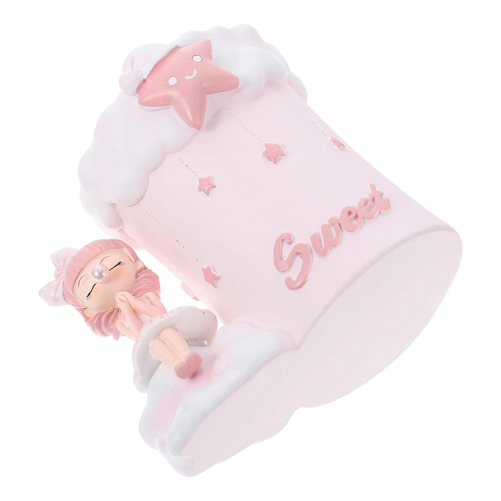 

1pc Resin Pen Holder Desktop Organizer Student Container Cartoon Bubble Girl Storage Stylish Safe Healthy Multifunctional Decor