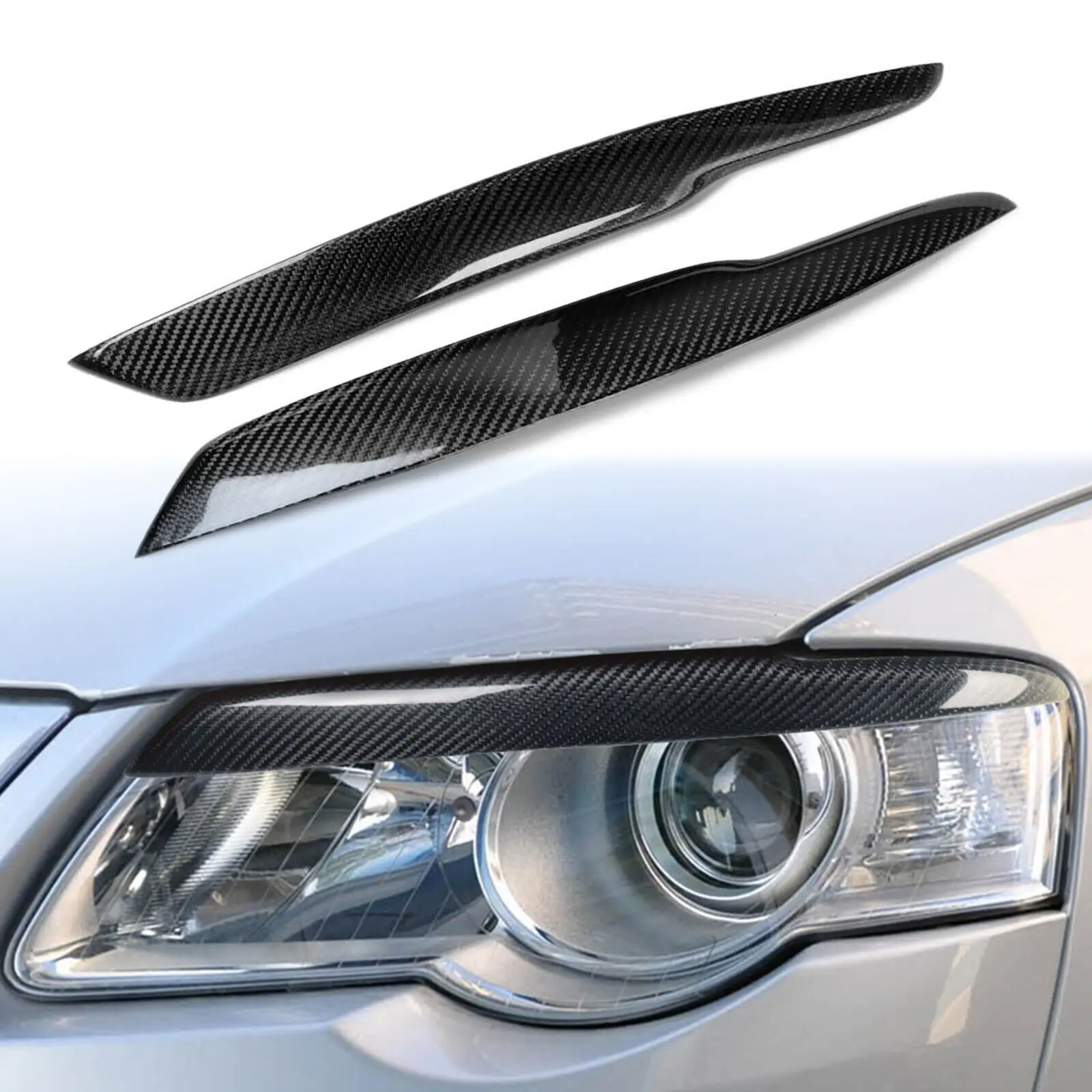 Real Carbon Fiber Car Headlight Eyelids Headlamp Eyebrow Trim Cover For Volkswagen VW Passat B6 3C 2005-2010 Auto Styling Parts